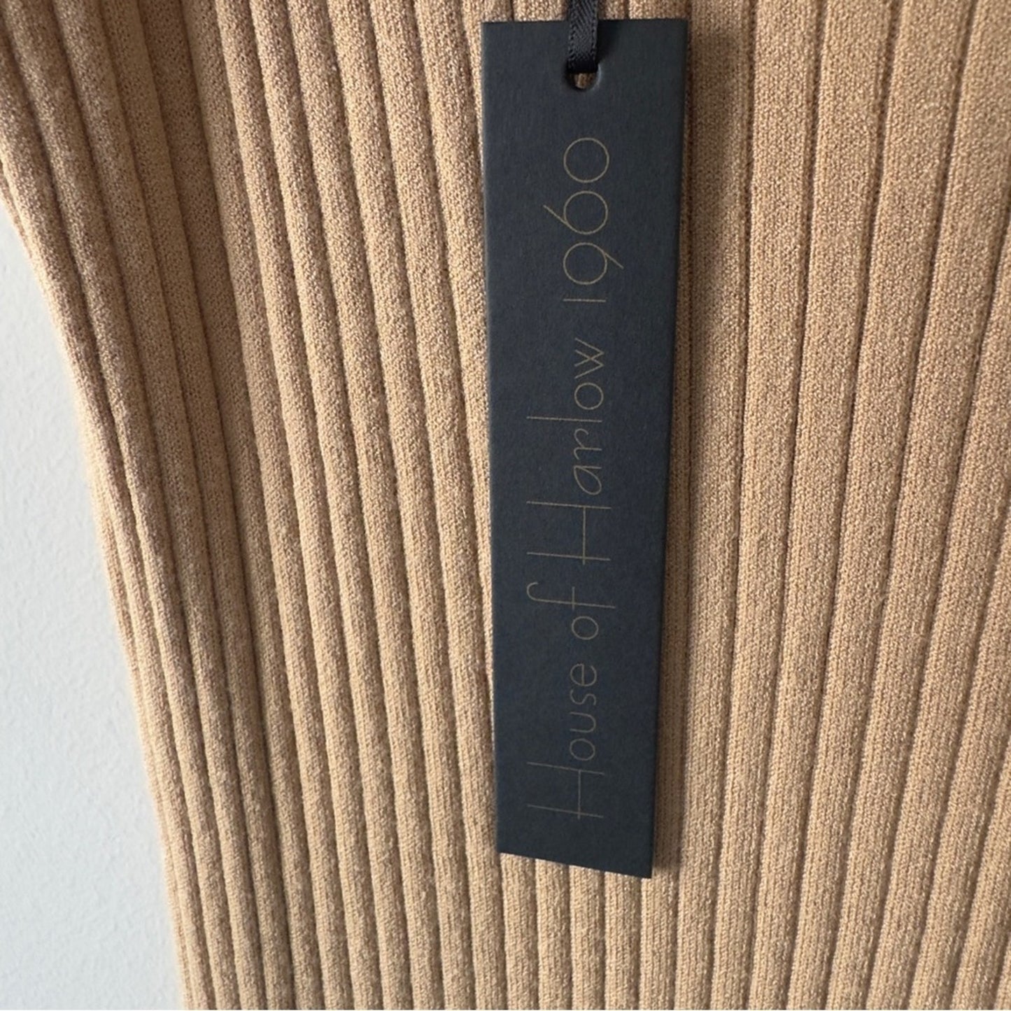 House of Harlow 1960 Revolve Tan Ribbed Mini Dress adjustable spaghetti straps S