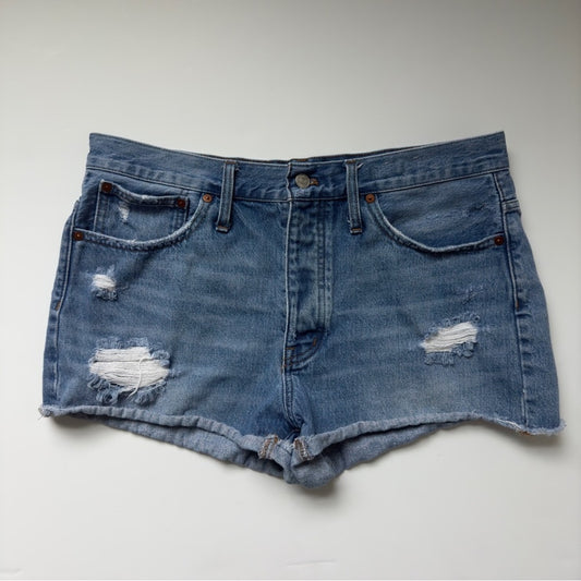Madewell Relaxed Denim Shorts Button Fly Distressed 100% Cotton pockets Jean 30