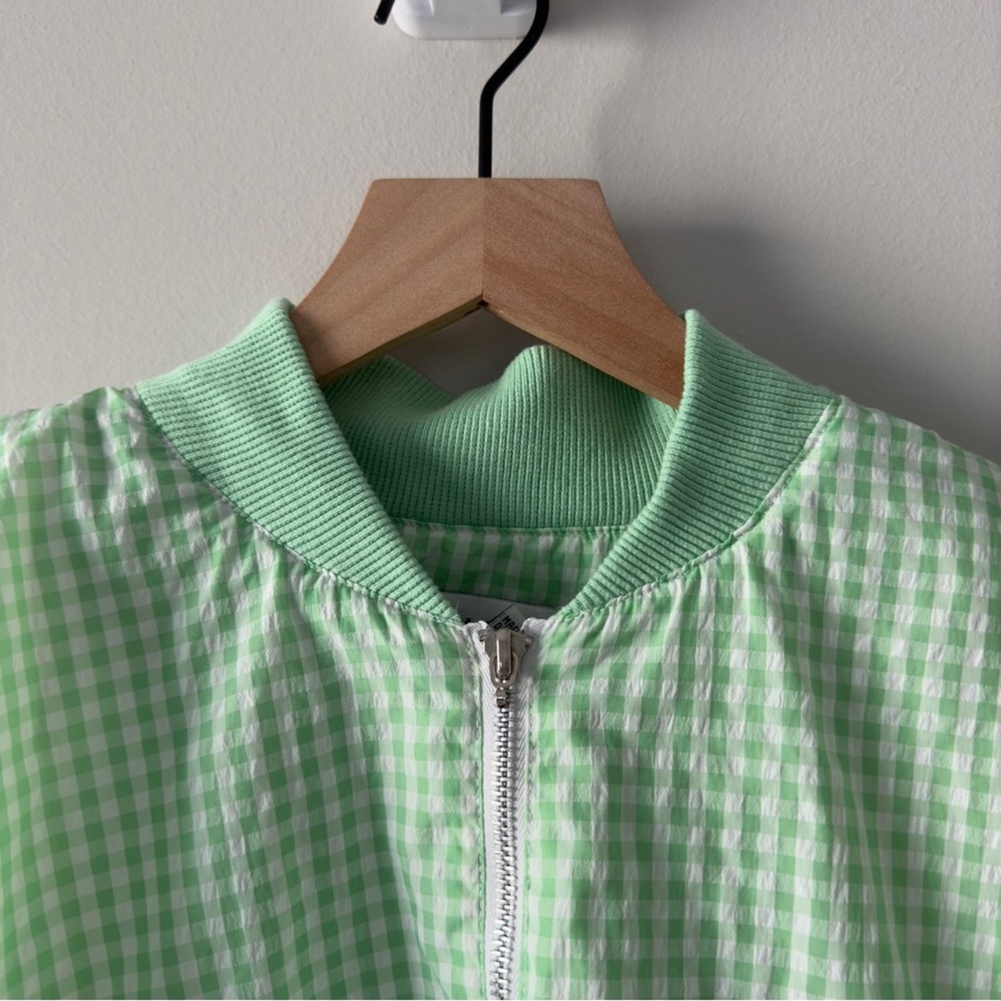 Vintage 80s Lavon Gingham Full Zip Jacket Shoulder Pads windbreaker pockets L