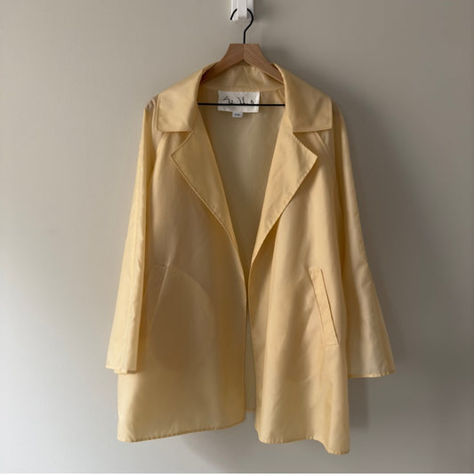 Vintage Sylvia Heisel 2001 Elegant Yellow Women's Coat Jacket long sleeve open S