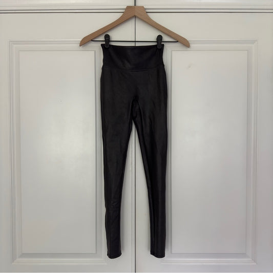 Spanx High Rise Faux Leather Athletic Leggings Stretch Spandex Skinny Athleisure