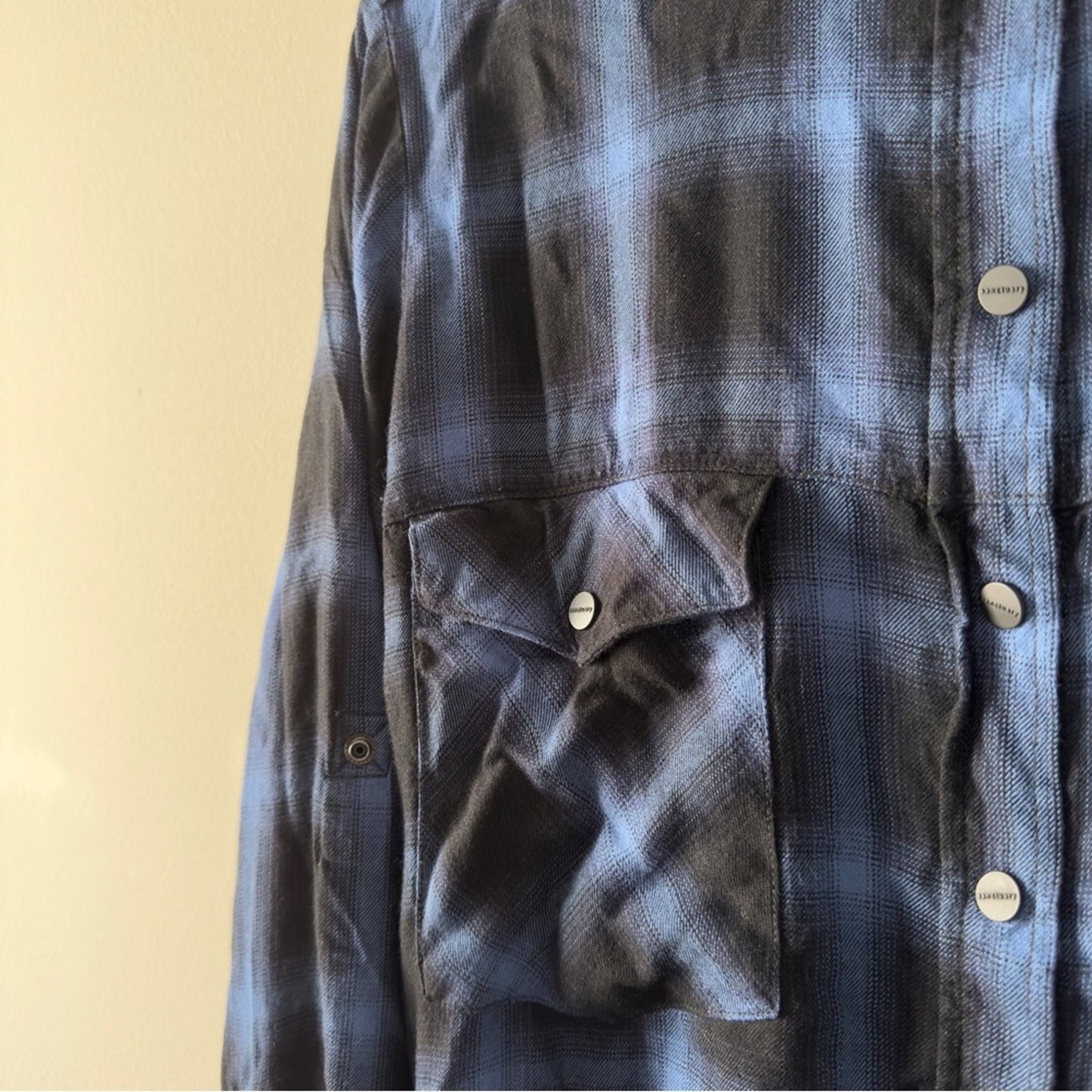Anthropologie Sanctuary Plaid button down shirt blue black long sleeve collared