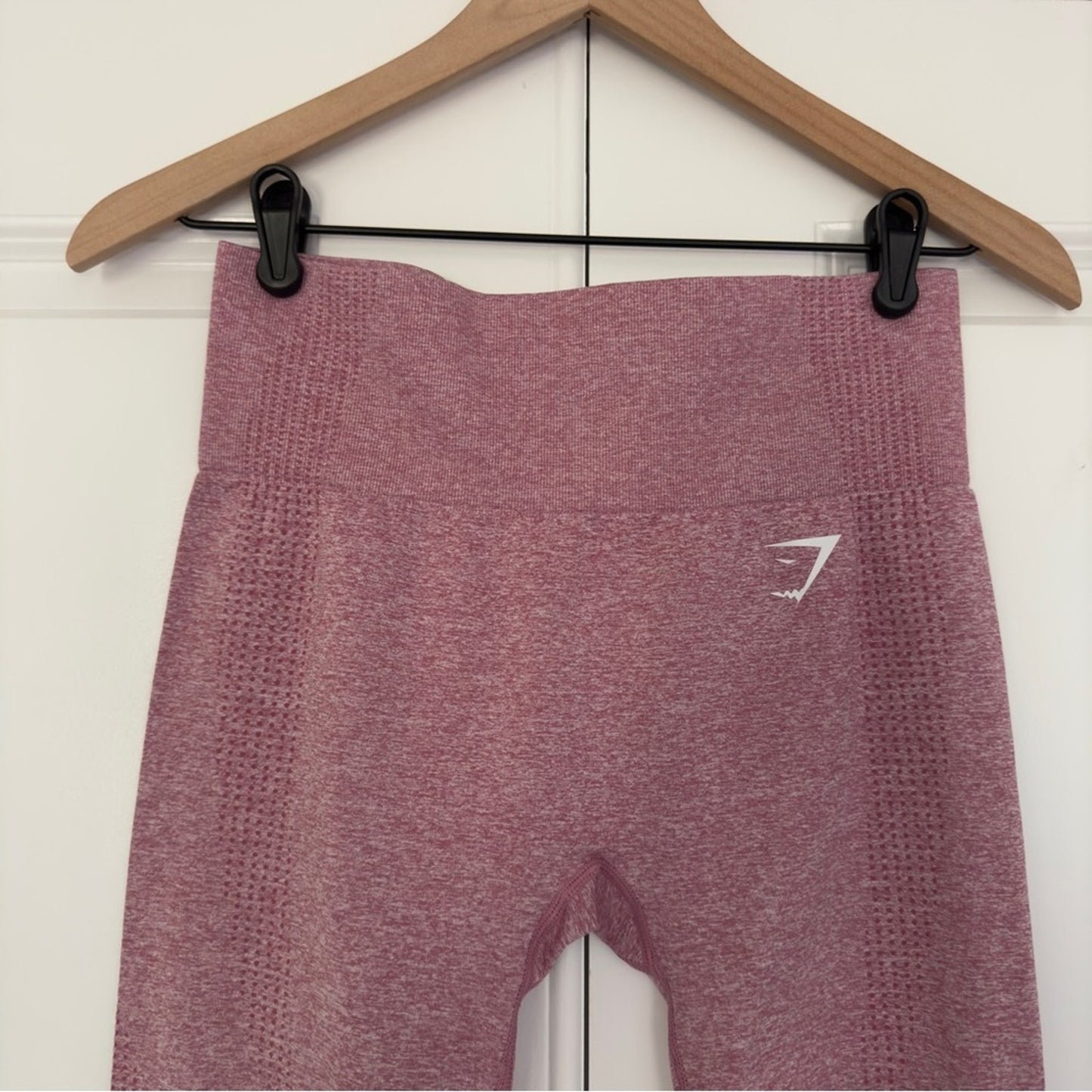Gymshark high rise athletic leggings pink white logo stretch gym workout active
