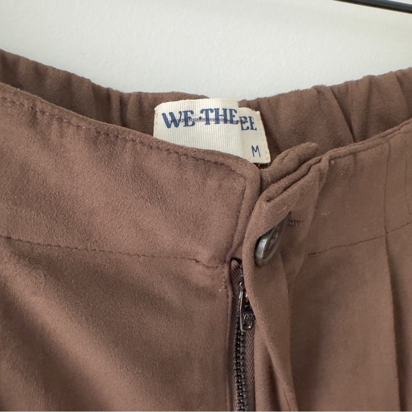 Free People We The Free Straight On Suede Shorts Brown Retro Pleated Bermuda Zip