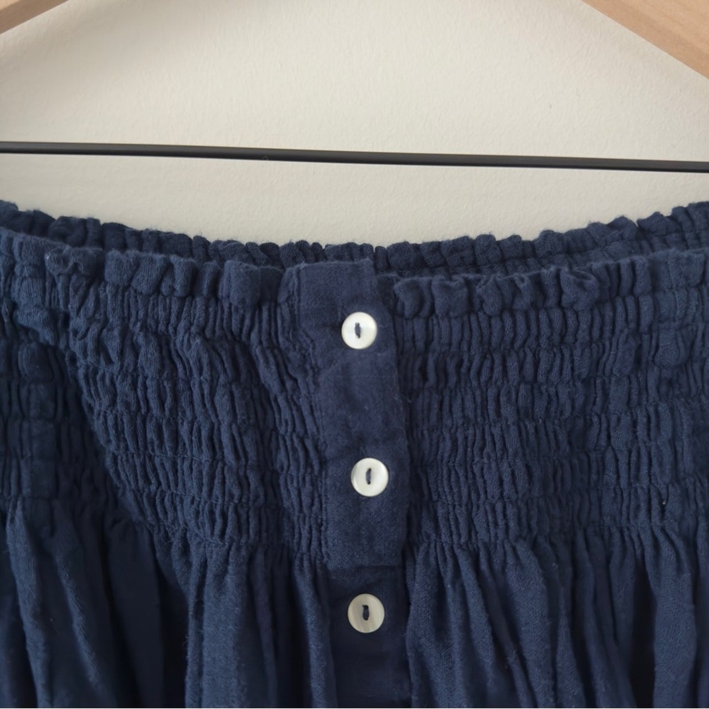 Free People We The Free Dancing Till Dawn Smocked Off-the-Shoulder Top cropped S