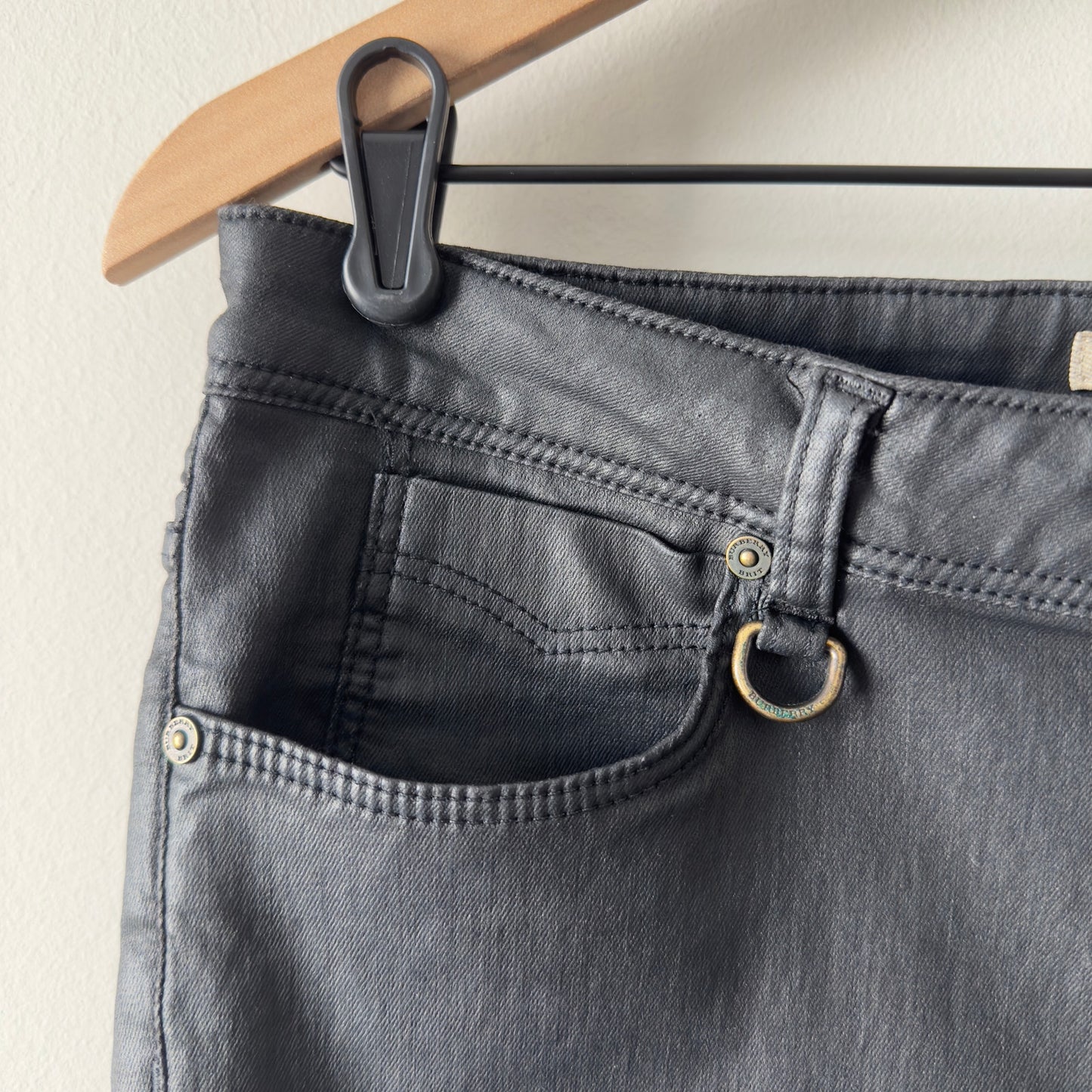 Burberry Brit Westbourne Skinny Ankle Pants Faux Leather Zip Button  5-Pocket 32