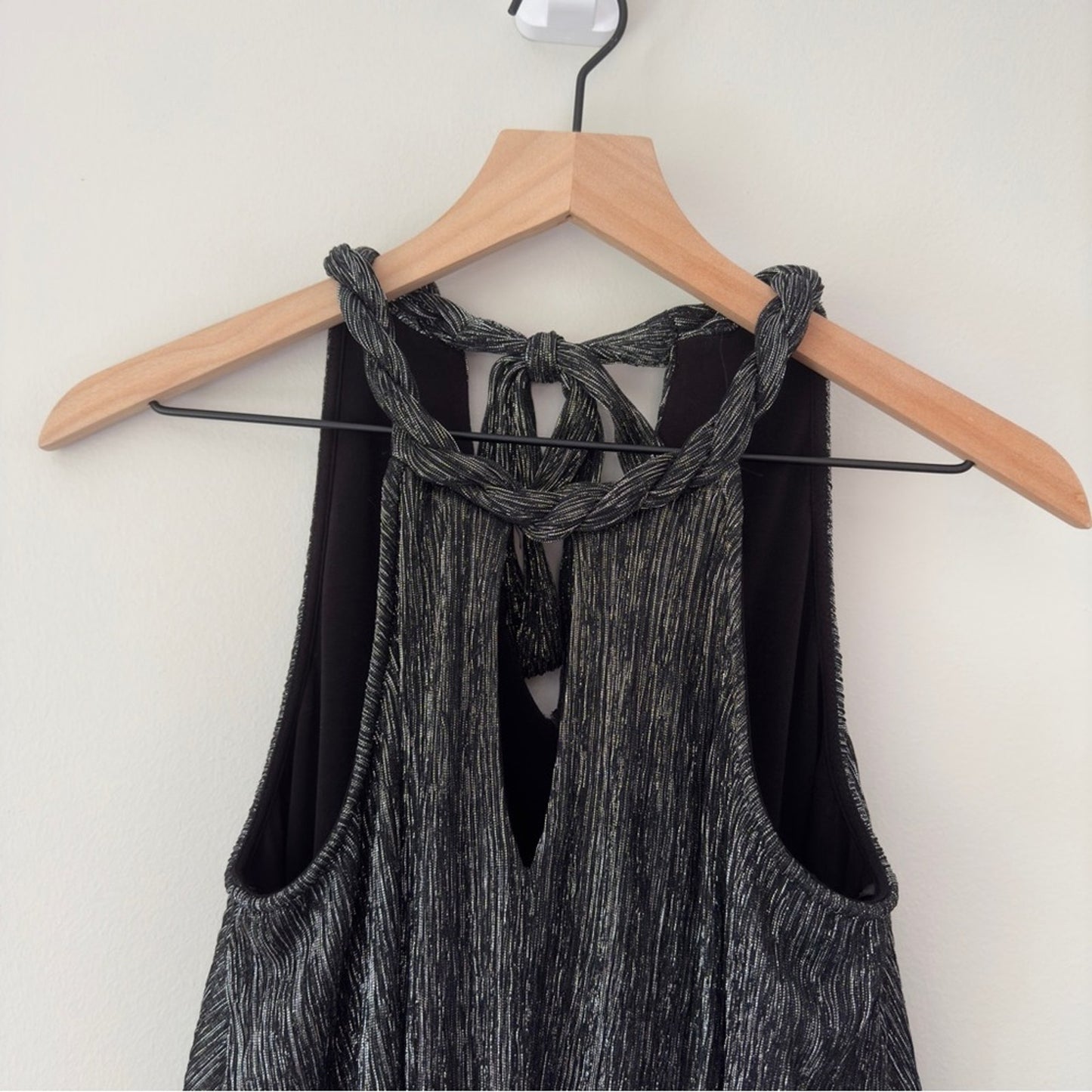 Ella Moss Twisted Keyhole Neckline Shimmer Tiered Mini Dress Sleeveless Flowy XS
