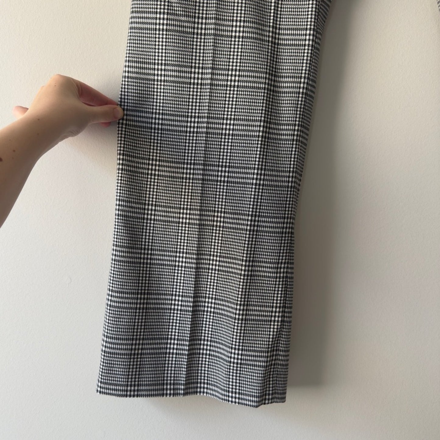 Calvin Klein Modern Fit Black White Plaid Pants Zip Button Pockets Belt Loops 14