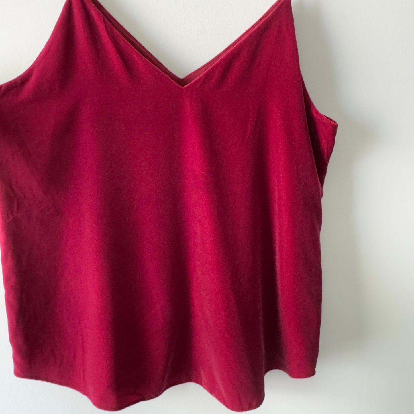 Express Deep Red Velvet Camisole V-neck adjustable spaghetti strap tank top cami