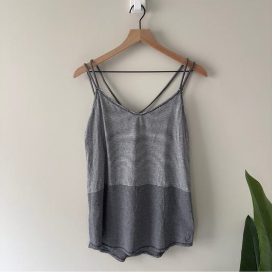Lululemon Breezy Tank Divided Stripe Heathered Light Grey Heathered Dark Slate
