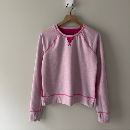 Lululemon Voyage Pullover Pink Long Sleeve Sweatshirt colorblock thumb holes