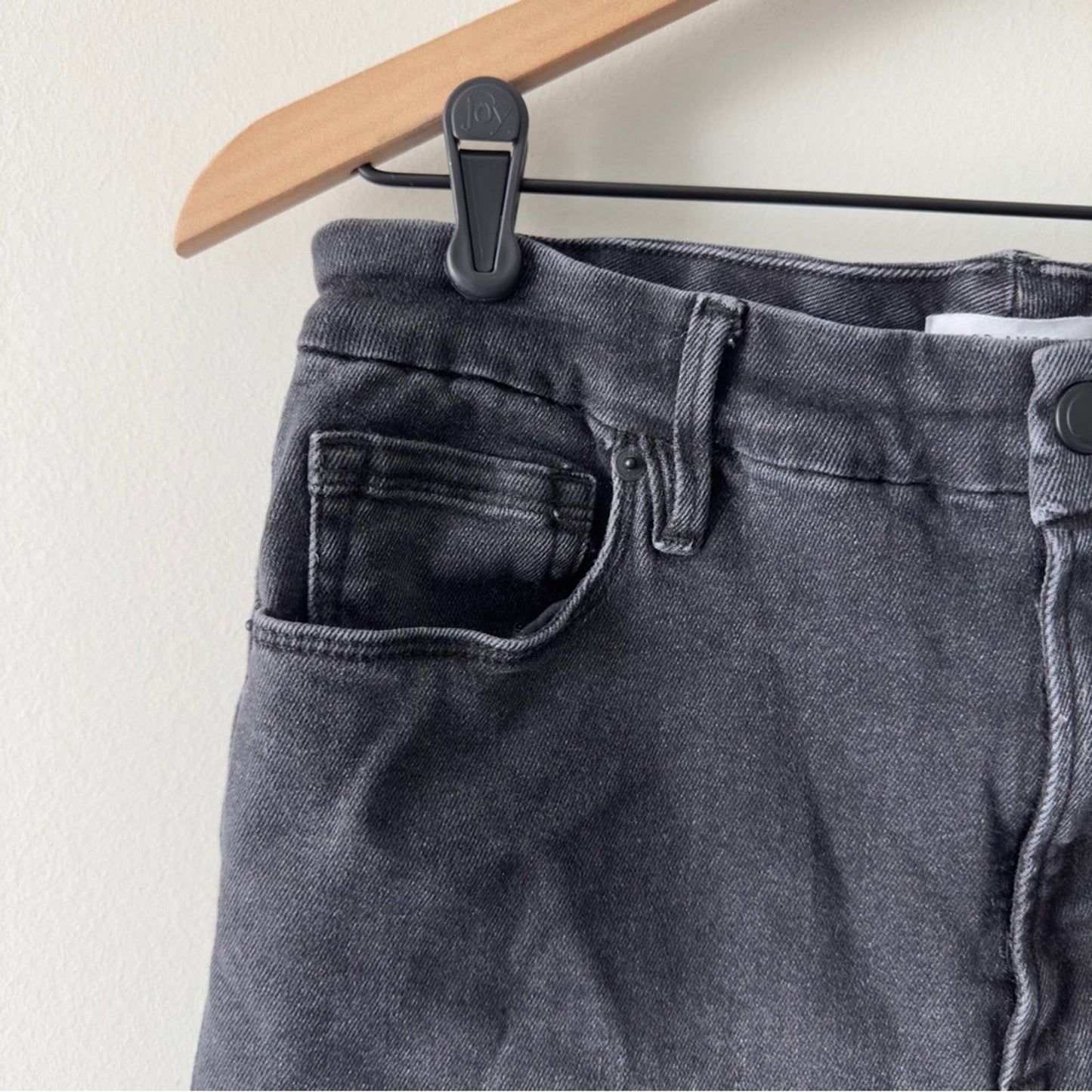 Good American Black Bootcut Jeans zip button denim solid belt loops pockets EUC