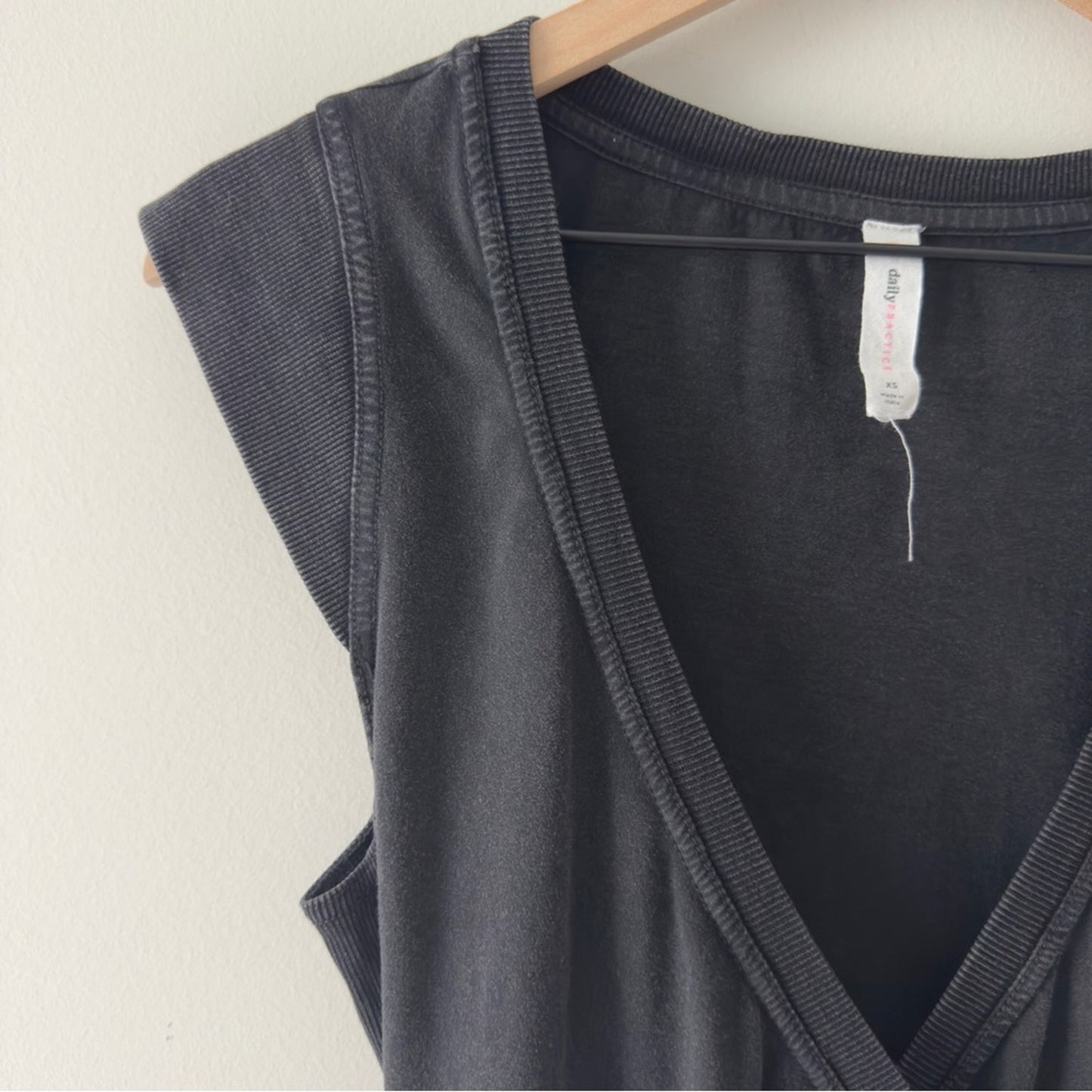 Daily Practice by Anthropologie Montauk V-Neck Dress Black Wrap Mini Cotton Tie