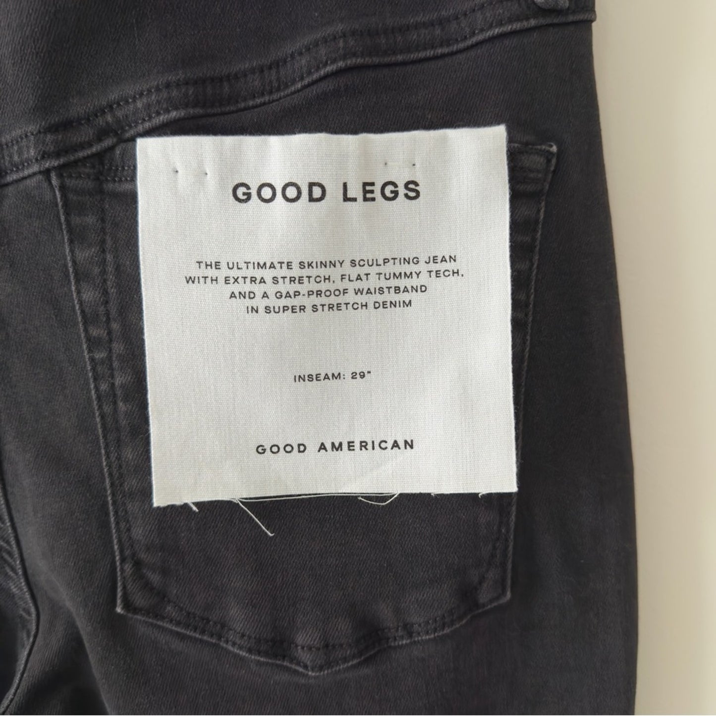 Good American Good Leg Button Fly High Rise Black Skinny Jeans Denim Classic NWT