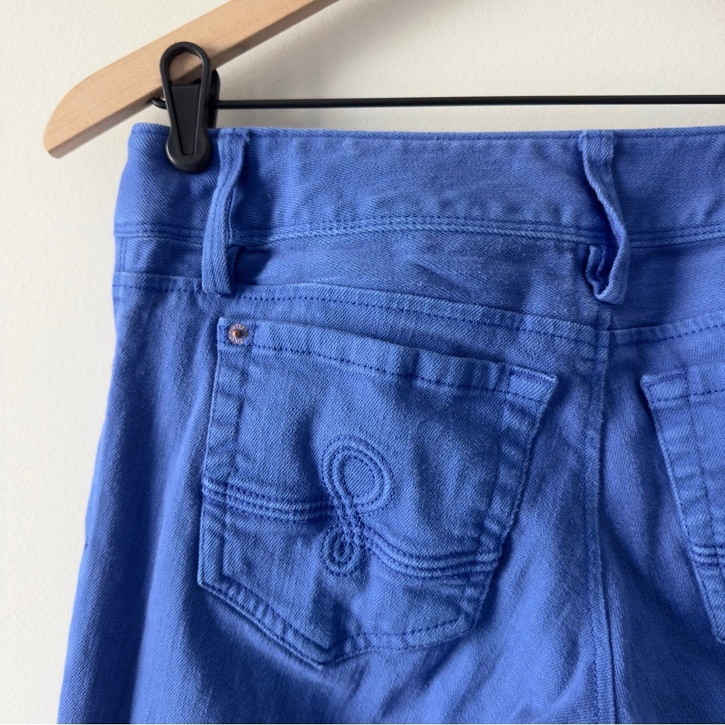 Lilly Pulitzer Worth Straight Jean Blue Cotton Stretch Pockets Zip double button