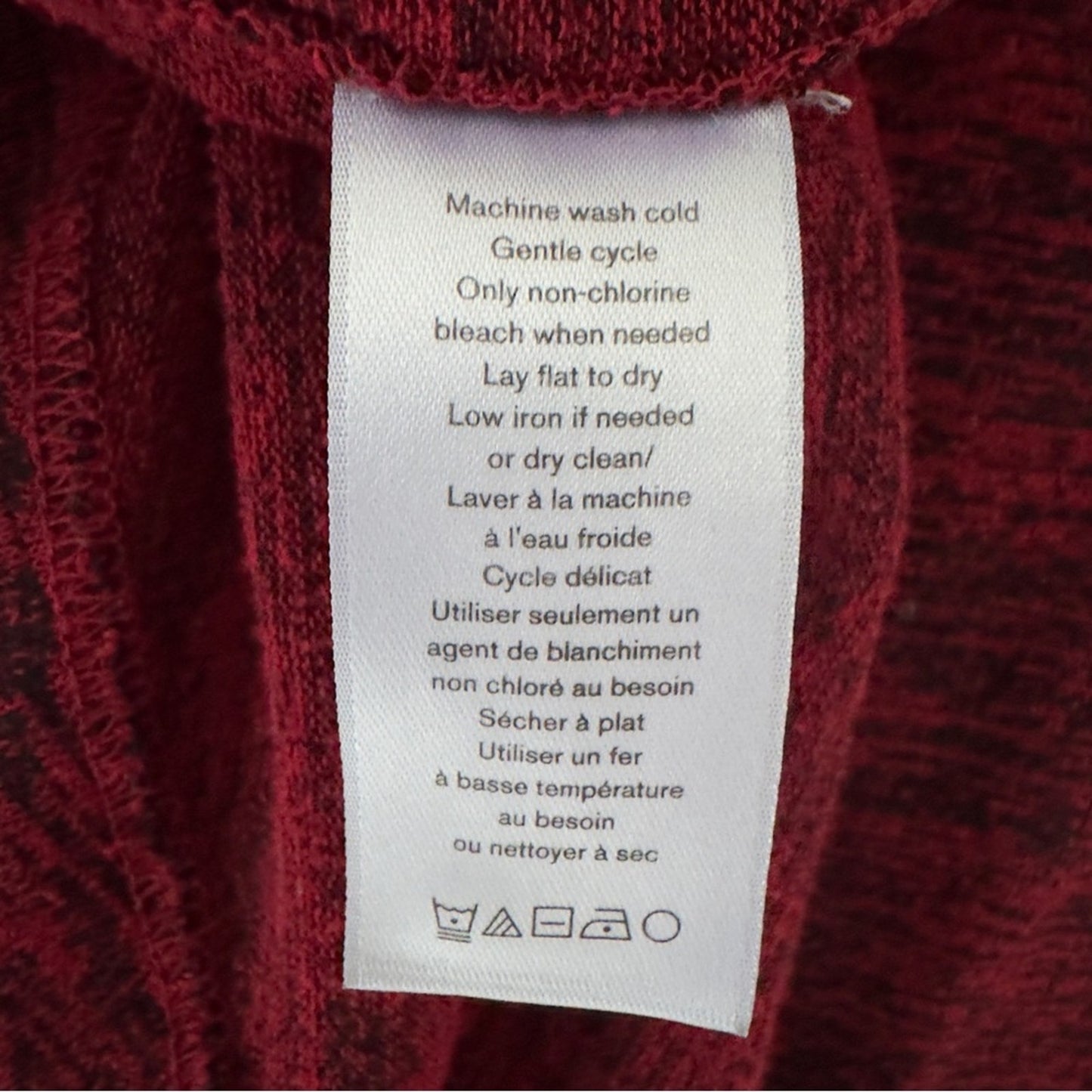 Rag & Bone Heathered Red Black Long Sleeve Top Crew neck tight knit stretch M