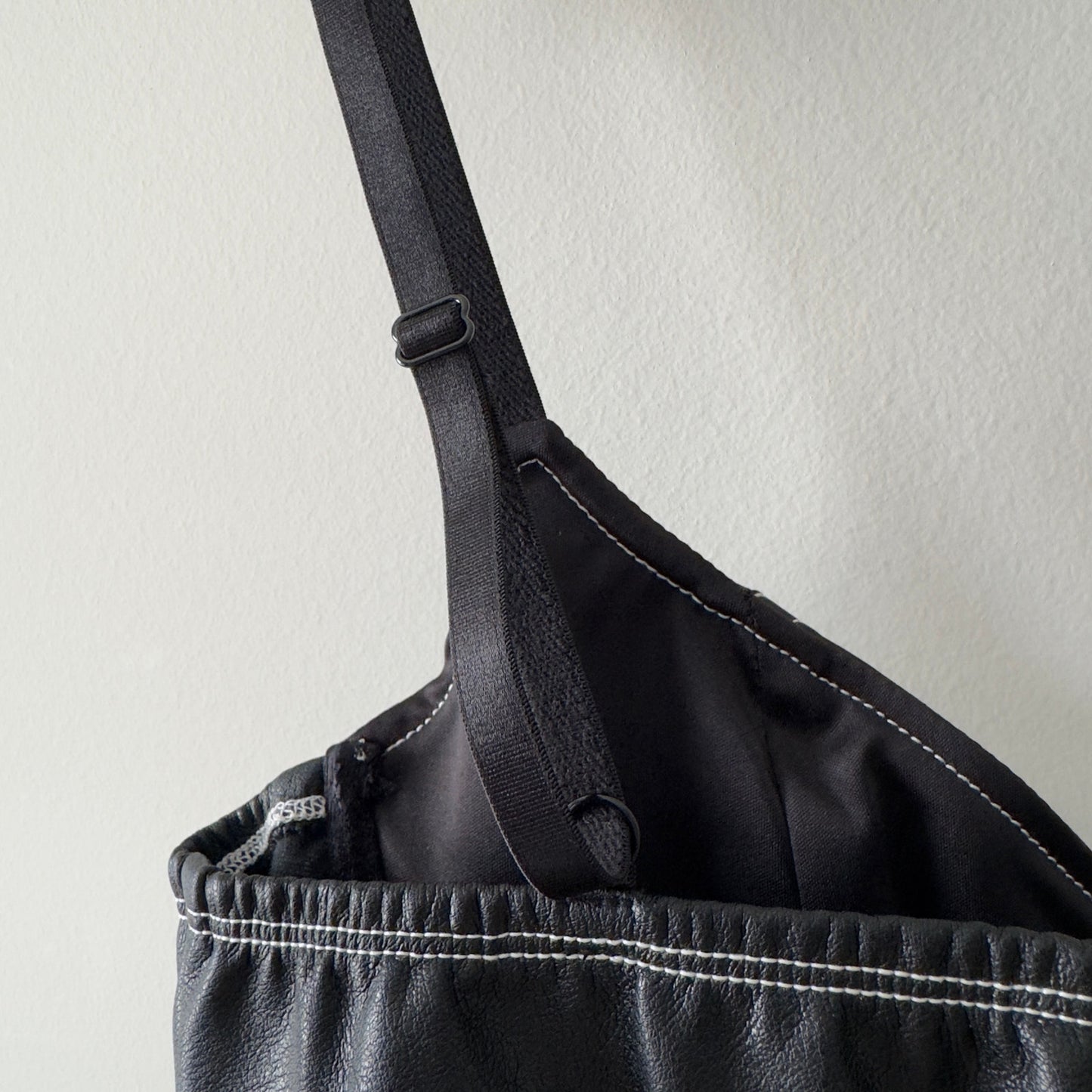 Dolls Kill Poster Grl Call the Shots Zip Bralette Vegan Leather Spaghetti Straps