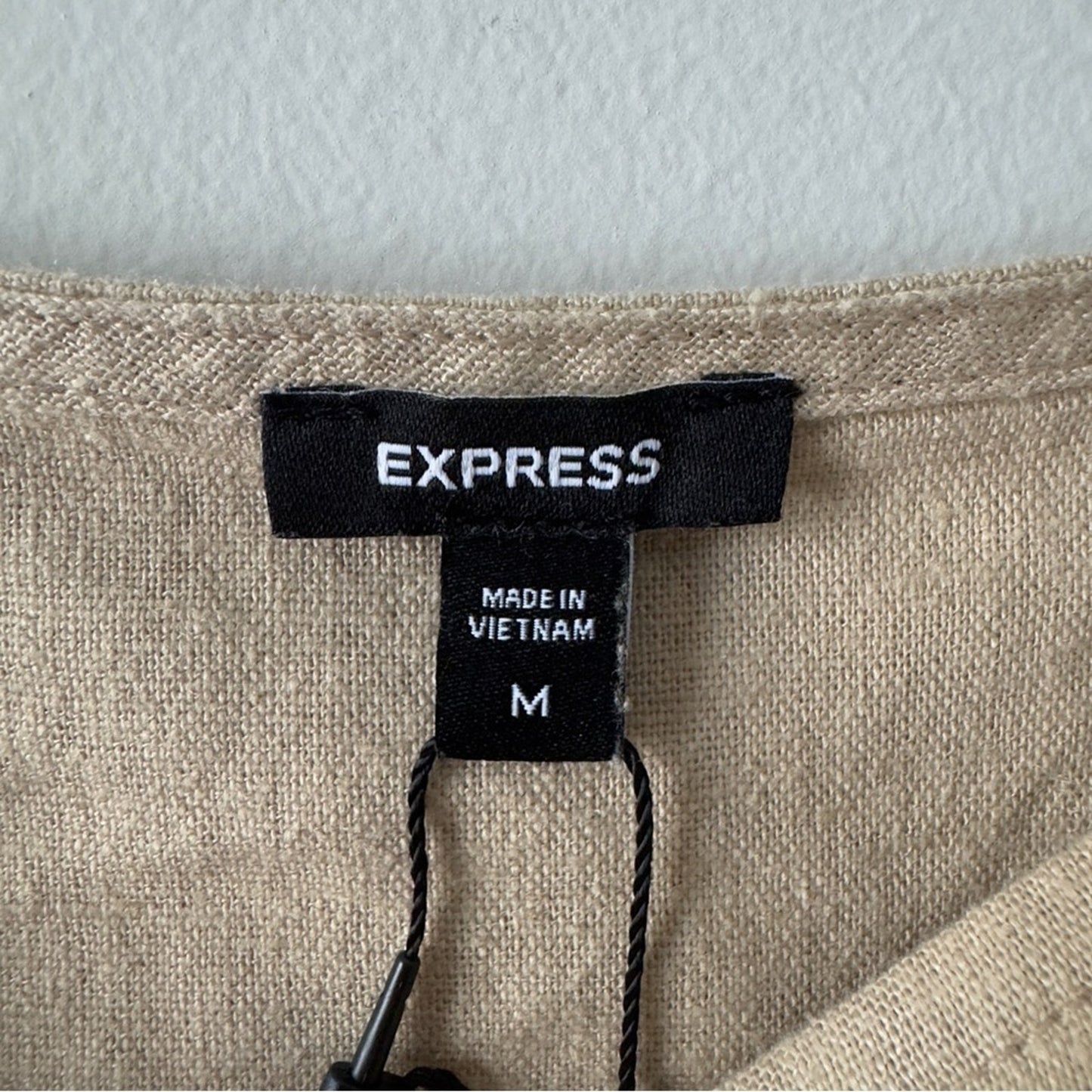 Express Linen Blend Sleeveless Tank Top in Cream tan minimalist solid casual NWT