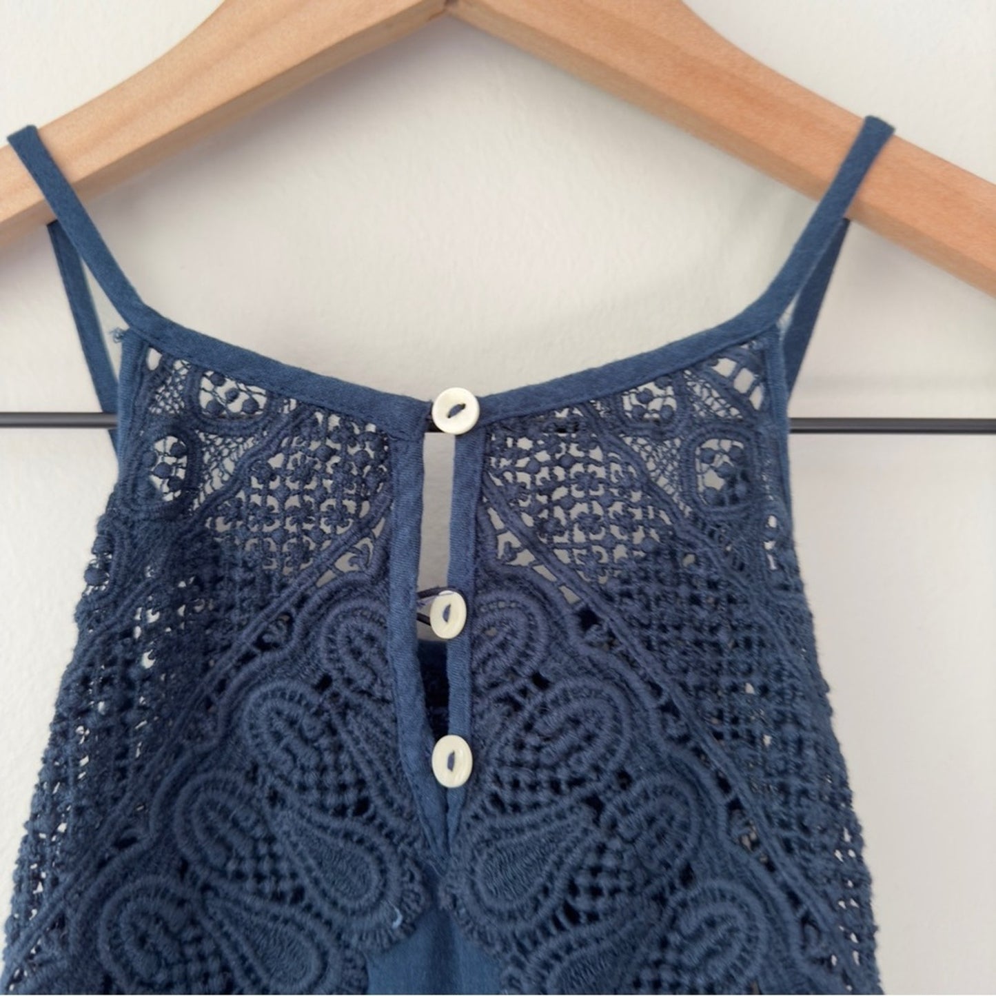 Free People Intimately Boho Paisley Pattern Spaghetti Strap Dress Button Up Lace