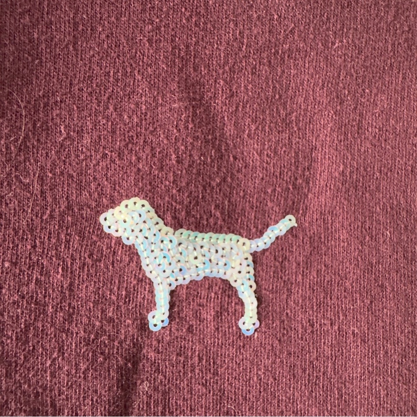 PINK Victoria's Secret Burgundy Full Zip Hoodie Sequin Dog Fleece Hood Jacket XS