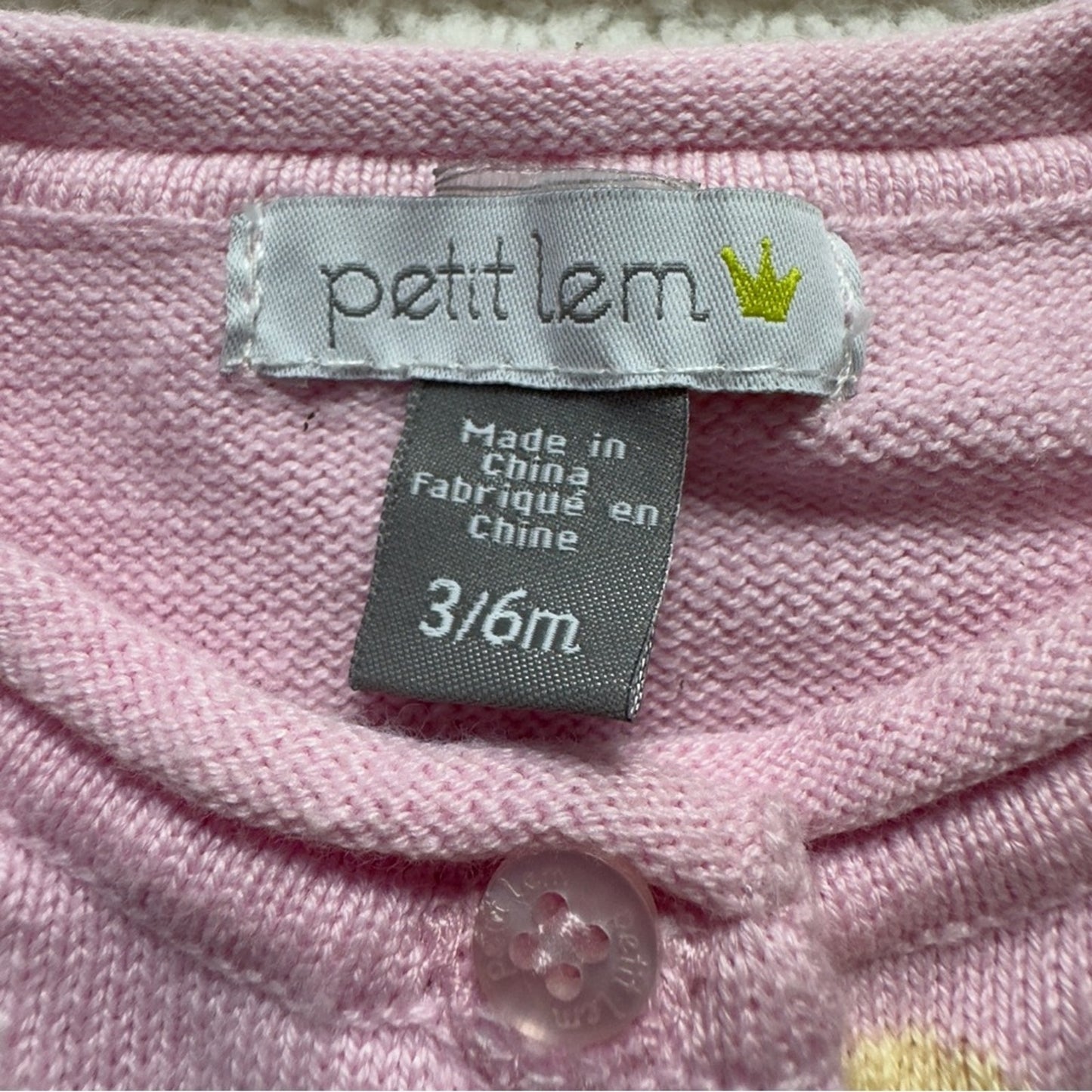 Petit Lem Pink Cardigan Polka Dots long sleeve button down front tight knit 3/6M