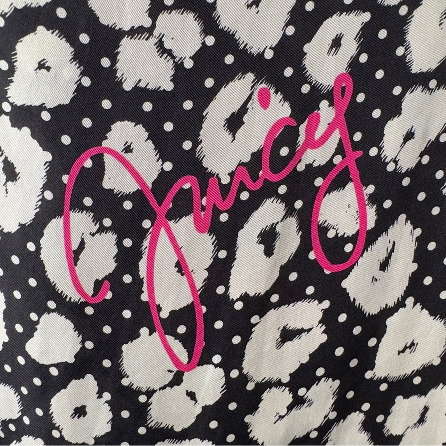 Juicy Couture 100% Silk Scarf Leopard Animal Print Y2K Pink Black 30” x 80” NWT