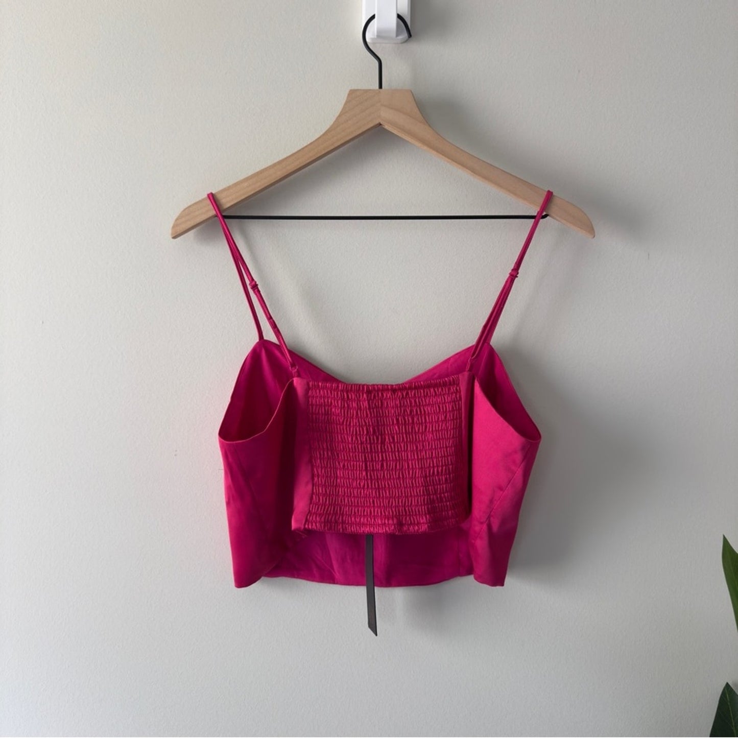 Revolve House of Harlow 1960 Pink Crop Camisole smocked back spaghetti straps L