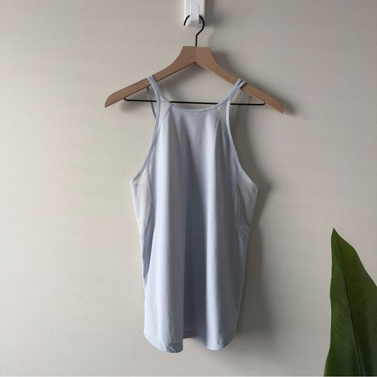 Lululemon Run Off-Route Tank top Fitted Sleeveless Blue sheer panel double strap