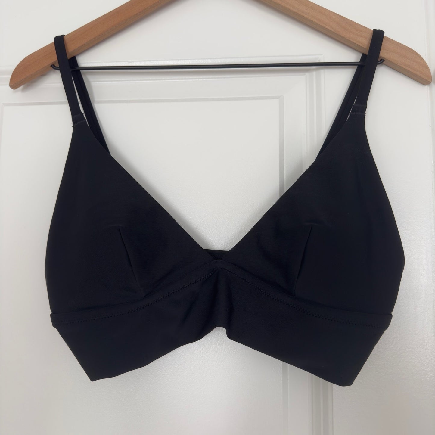 Aerie Bikini Swimsuit Set Triangle Top Striped Ruffle Bottom Black White Padding