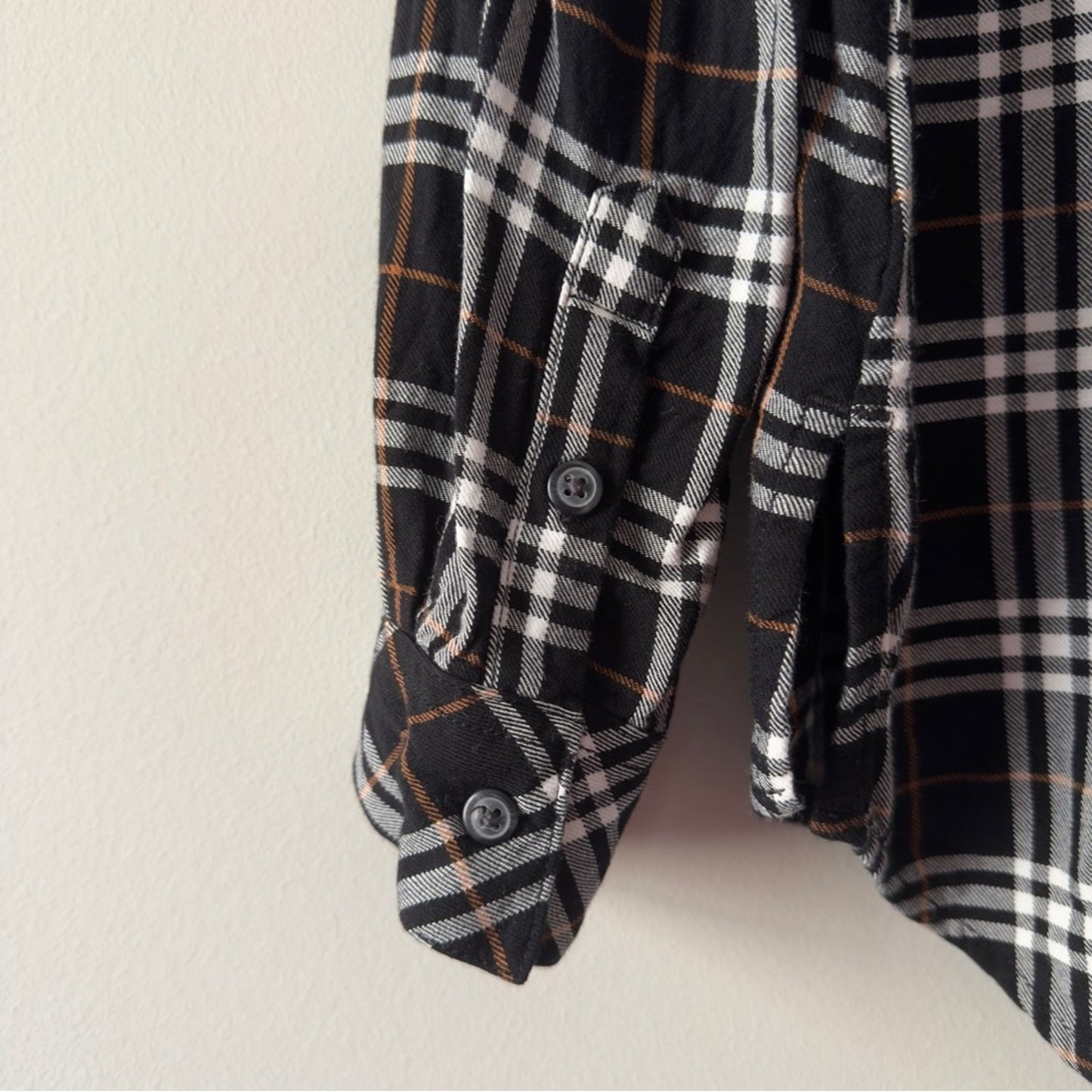 Sanctuary Anthropologie Plaid Button Down Shirt collared roll tab sleeve pockets