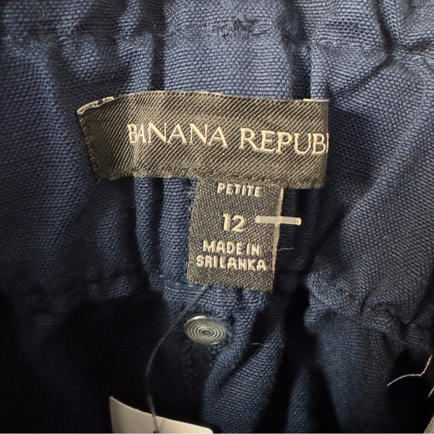 Banana Republic cotton/linen navy Blue Shorts paperbag waist zip up zipper front