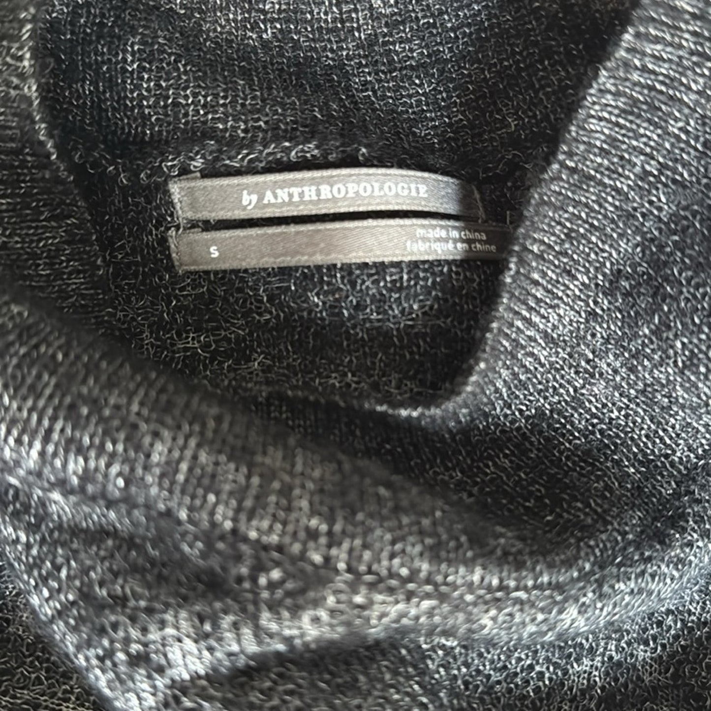 Anthropologie Merino Wool Stylish Gray Sweater textured long sleeve mock neck S