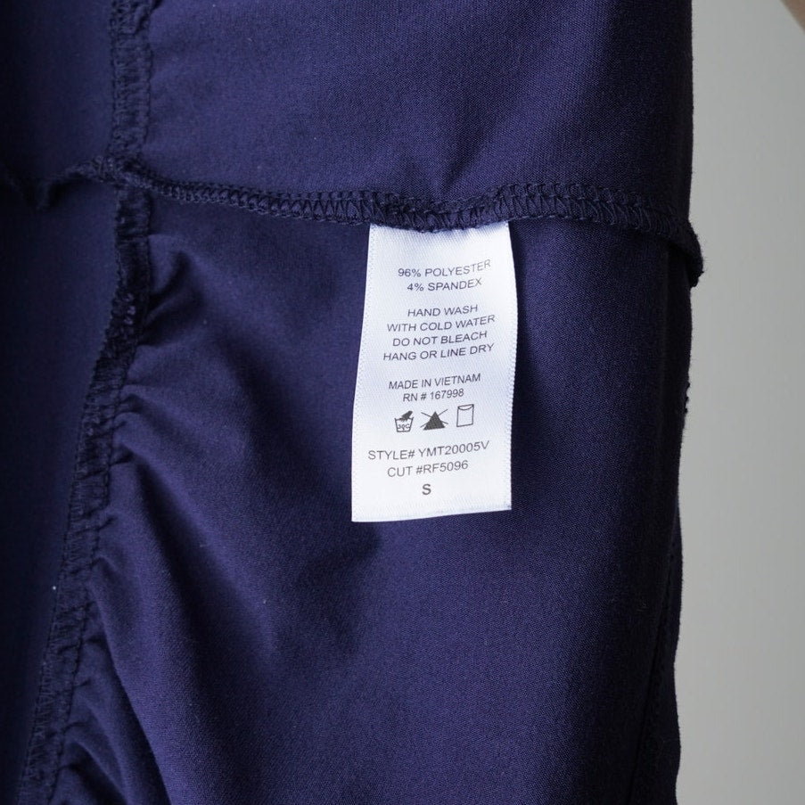You & Me Navy Tiered Mini Dress Long Sleeve Round Neck Stretch Solid Preppy EUC