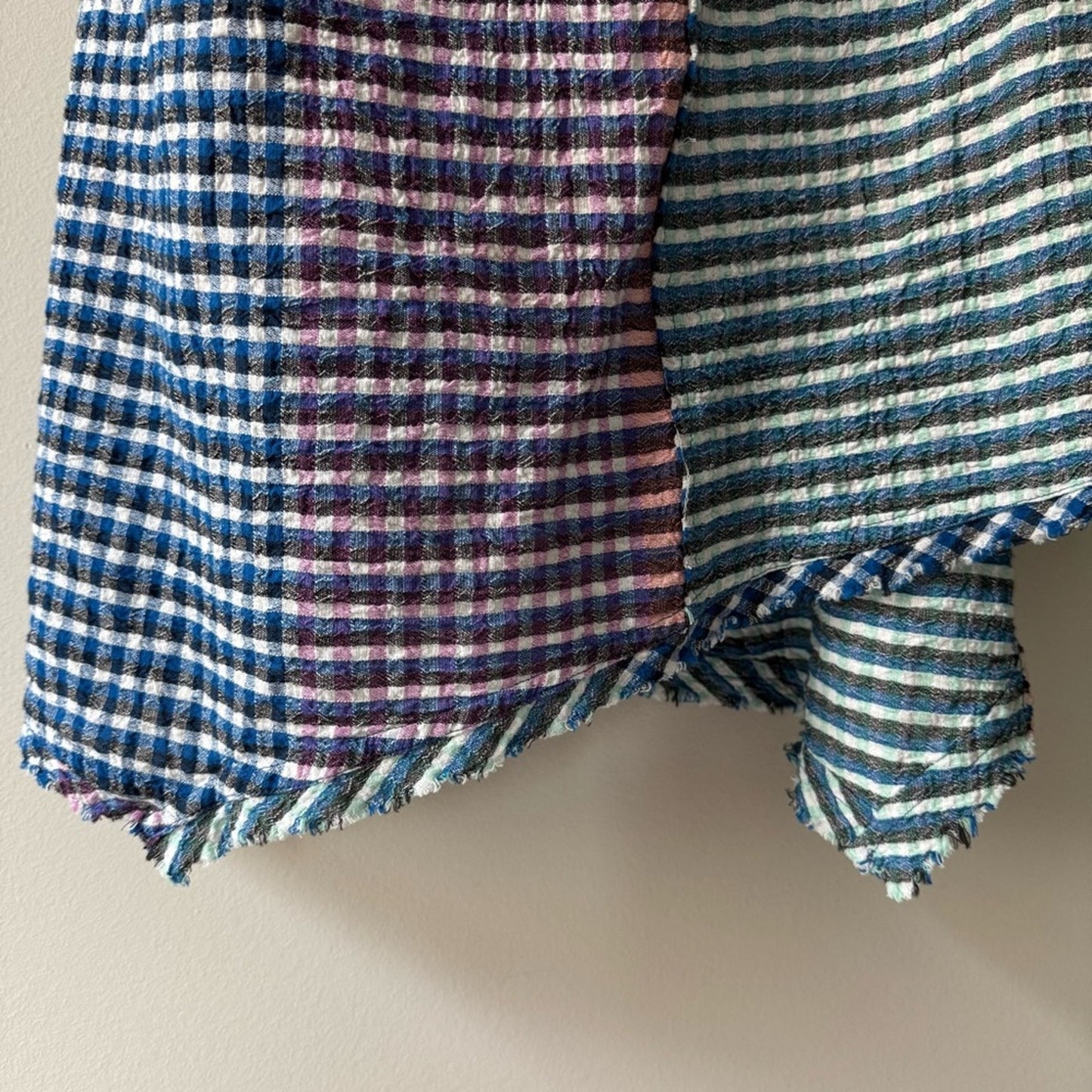 Anthropologie Maeve Waverly Dress One-Shoulder Checkered gingham midi asymmetric