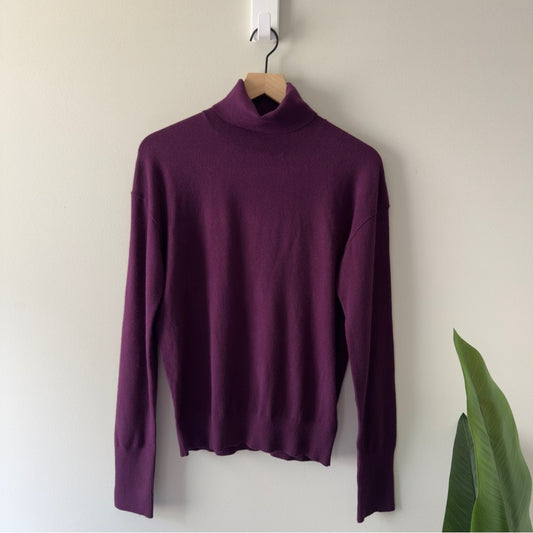 Express Deep Purple Turtleneck Sweater Long Sleeve Tight Knit Soft Solid Autumn