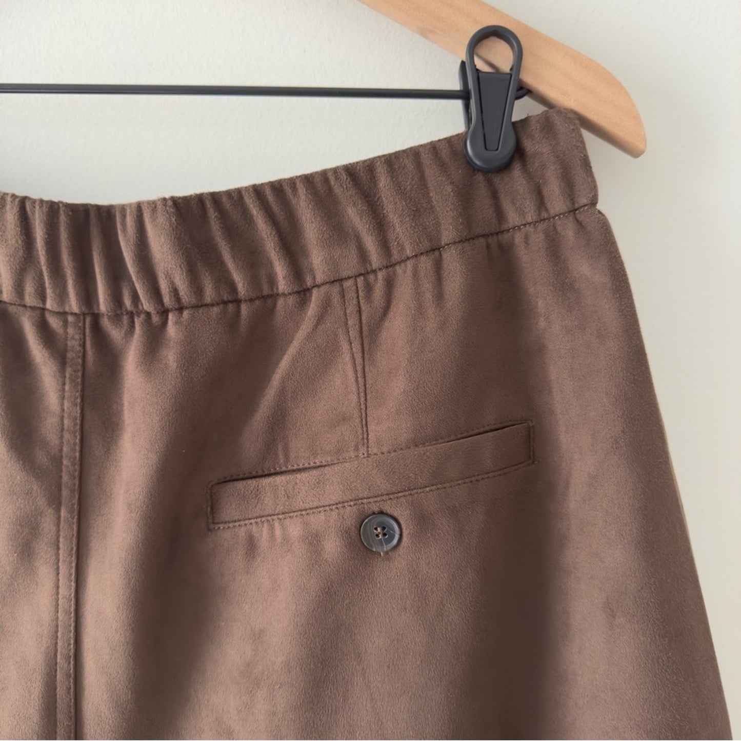 Free People We The Free Straight On Suede Shorts Brown Retro Pleated Bermuda Zip