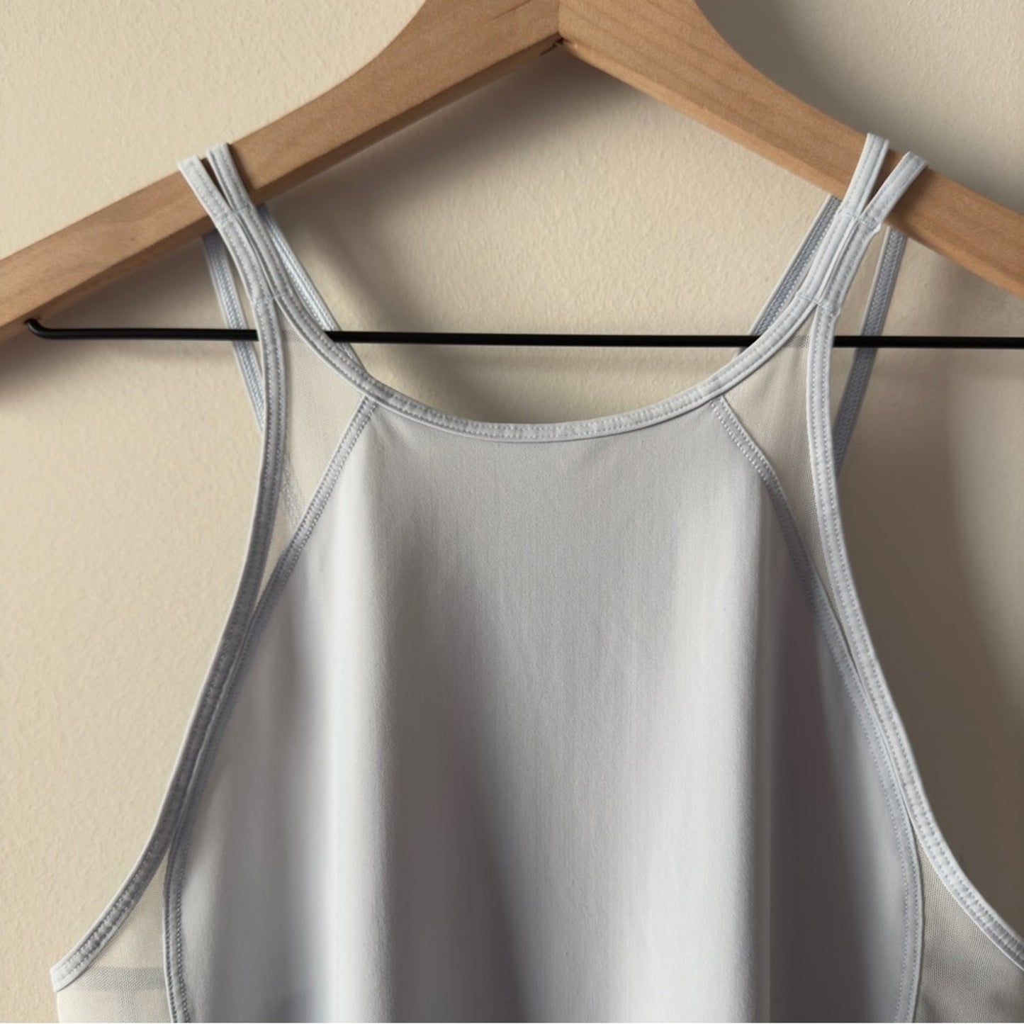 Lululemon Run Off-Route Tank top Fitted Sleeveless Blue sheer panel double strap