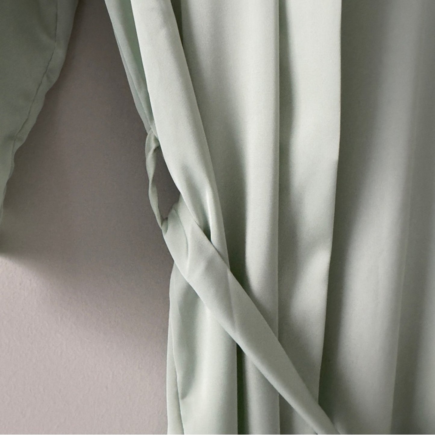 Satin Mint Green Women's Robe Half Sleeves Tie Waist Kimono Loungewear Lounge M