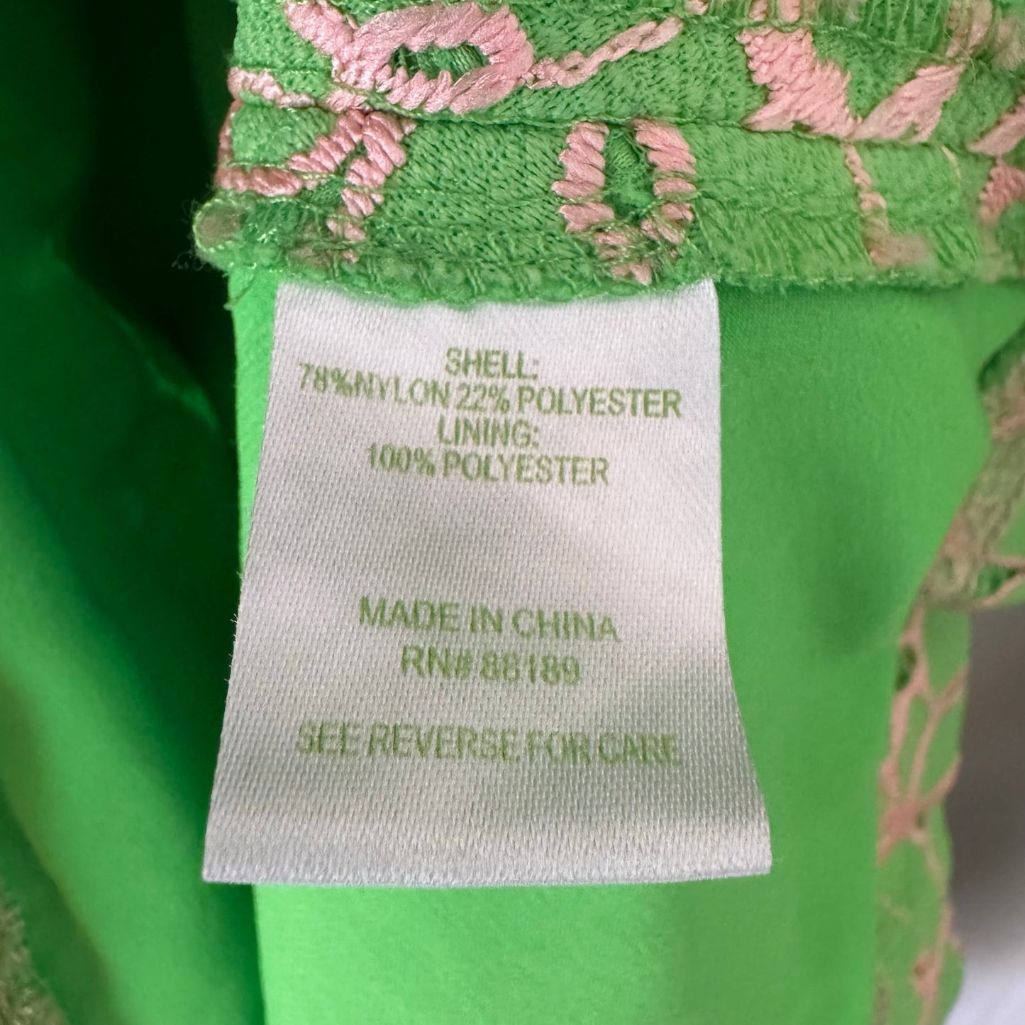 Lilly Pulitzer Green Floral Lace Mini Dress Mini A-Line Summer V-Neck Preppy EUC