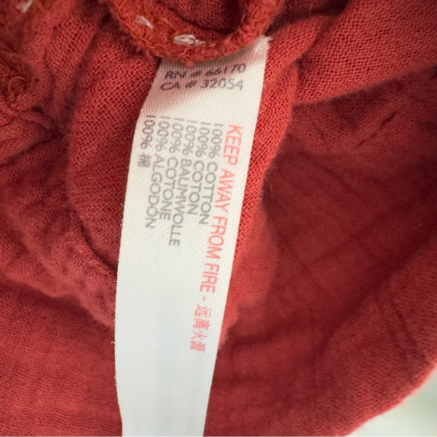 Free People 100% Cotton Terracotta Mini Dress gauze fabric keyhole tie ruffle S