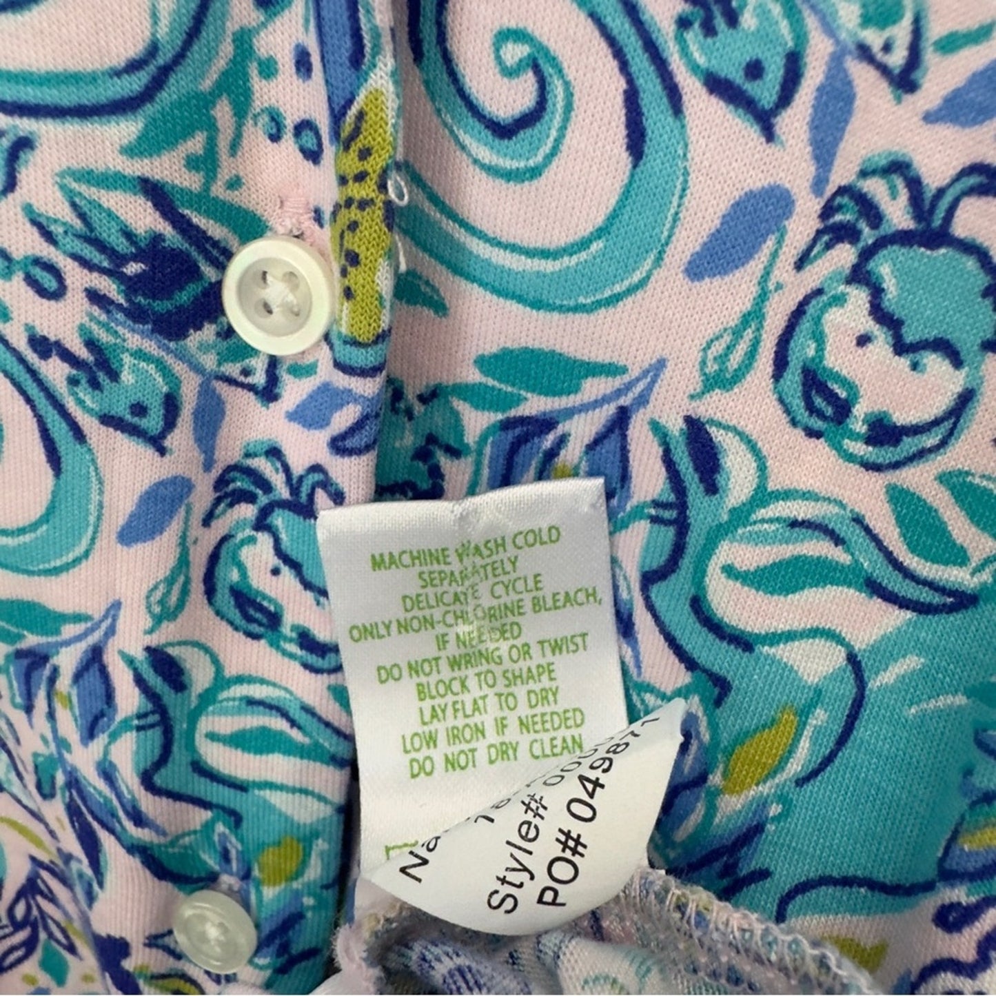 Lilly Pulitzer Button Down Pajama Top Collared Monkey Pattern Preppy Long Sleeve