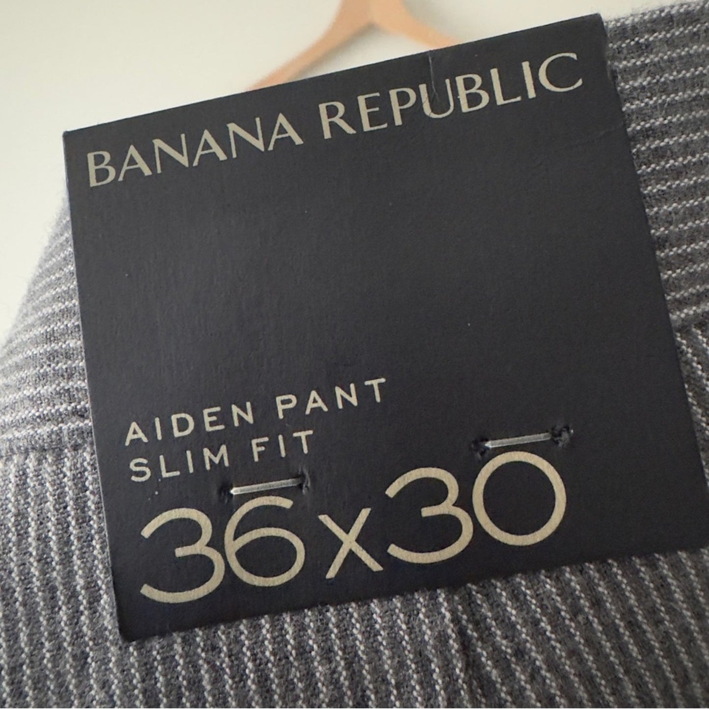 Banana Republic Aiden Pant Slim Fit Men's Gray Pants white pinstripe zip button