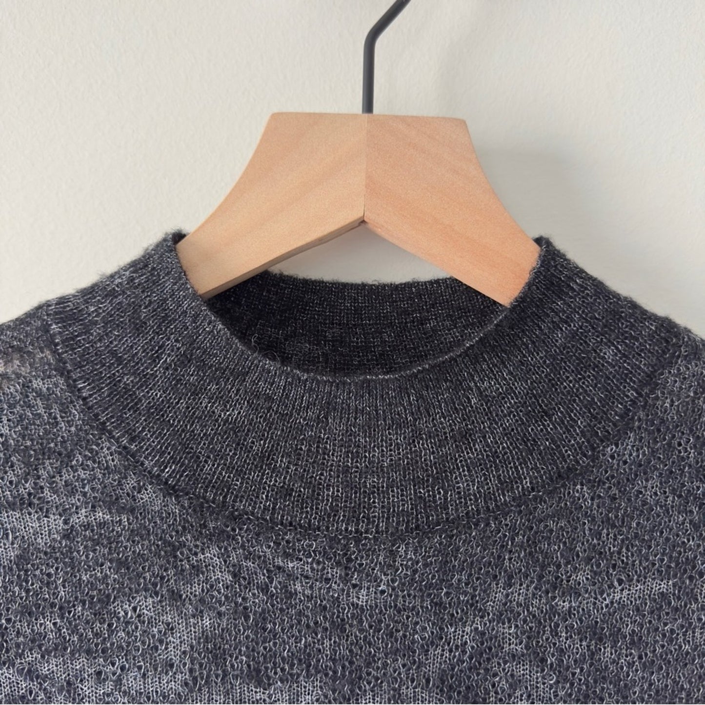 Anthropologie Merino Wool Stylish Gray Sweater textured long sleeve mock neck S