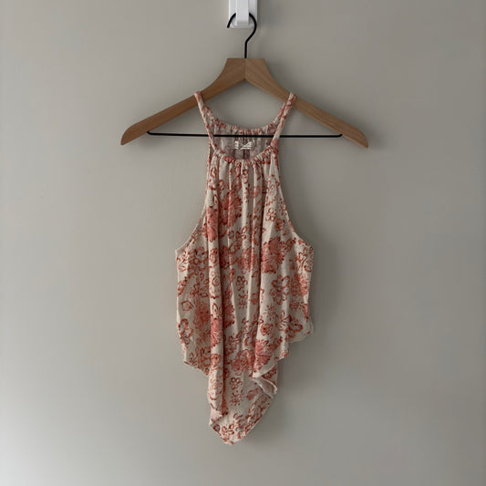 Free People We the Free Daisy Tank Tea Combo 100% Cotton Halter Floral Crop Side