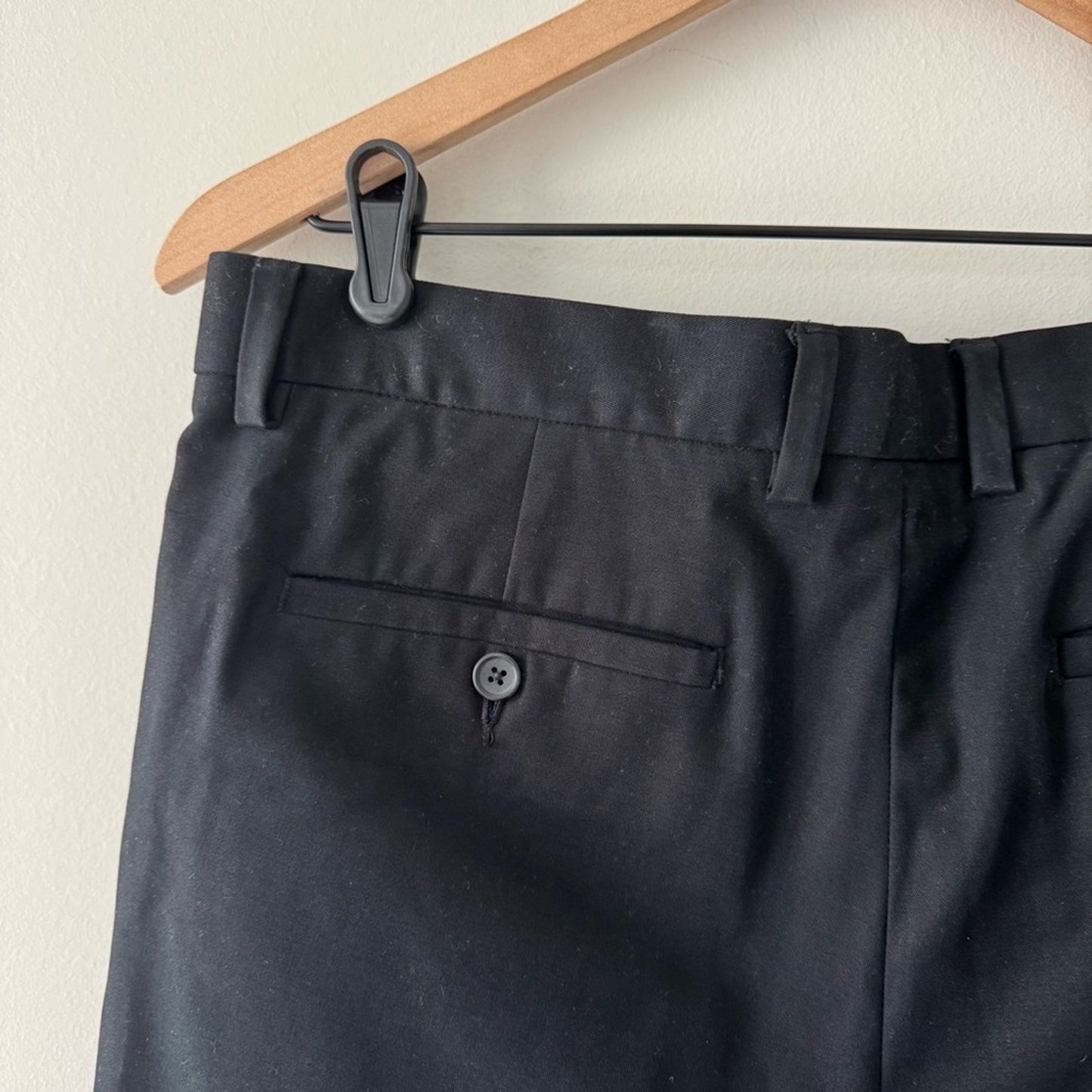 Banana Republic Non-Iron Tailored Fit Black Chinos Zip Hook & Eye Pockets Pants