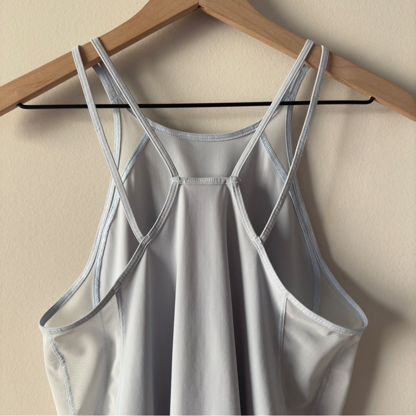 Lululemon Run Off-Route Tank top Fitted Sleeveless Blue sheer panel double strap
