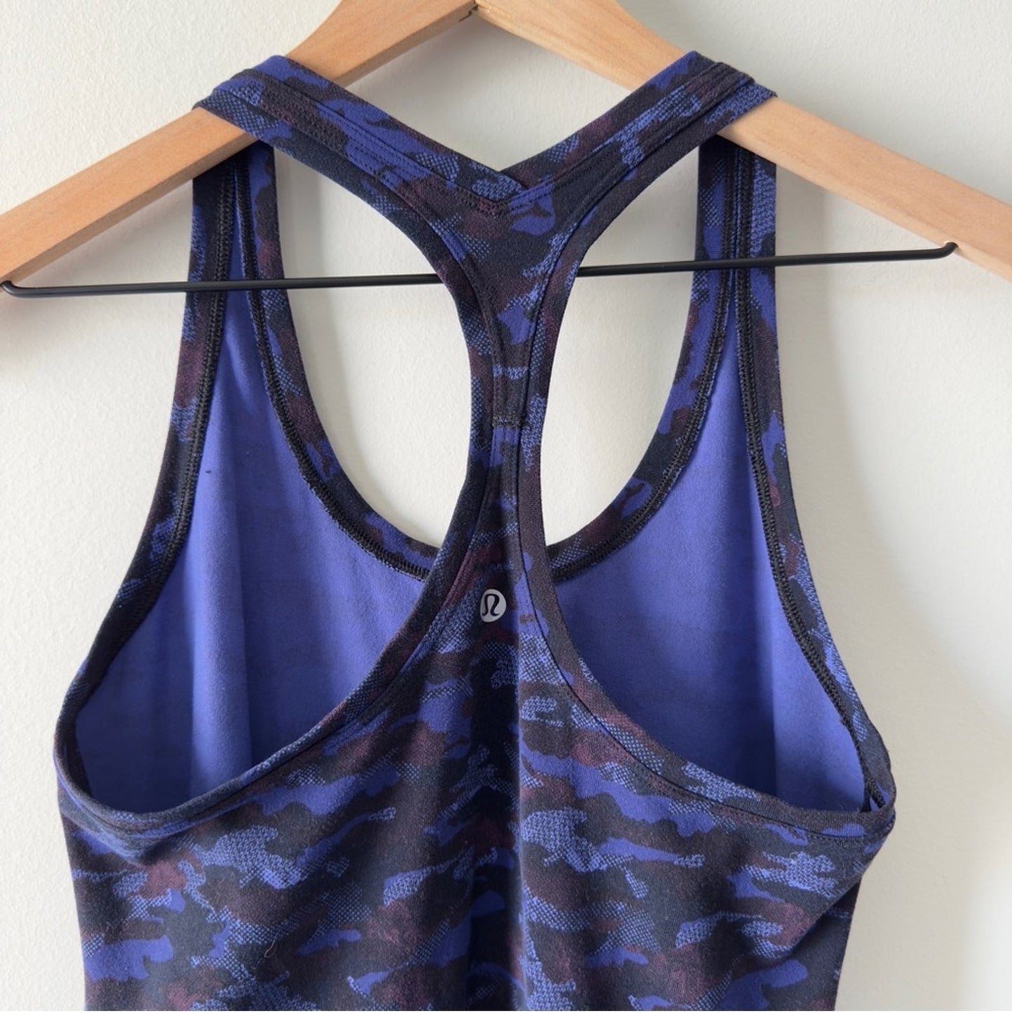 Lululemon Cool Racerback II in Mini Hounds Camo Emperor Blue Black Tank Top Yoga