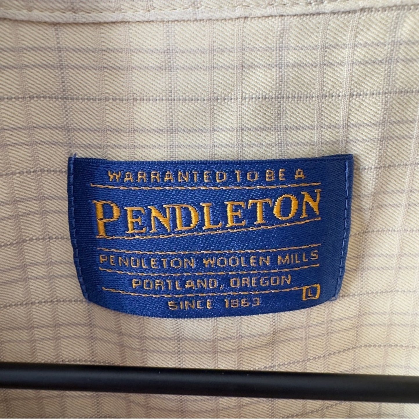 Pendleton 100% Cotton Men's light yellow Short Sleeve Button Down Shirt plaid L