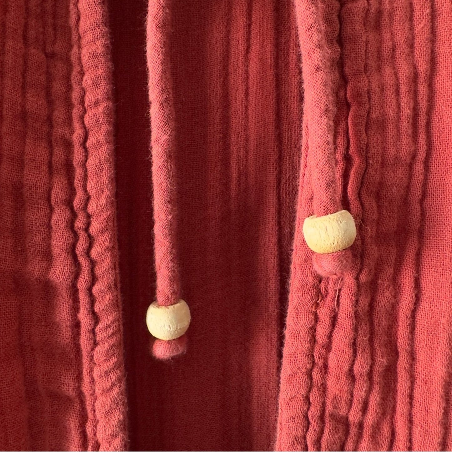 Free People 100% Cotton Terracotta Mini Dress gauze fabric keyhole tie ruffle S