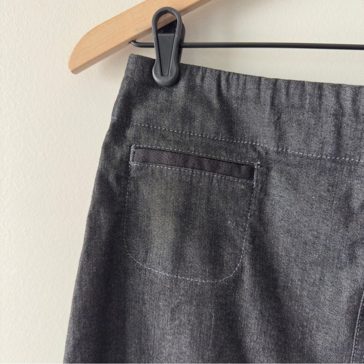Eileen Fisher Charcoal A-Line Skirt Stretch Denim side zip zipper Jean cotton S